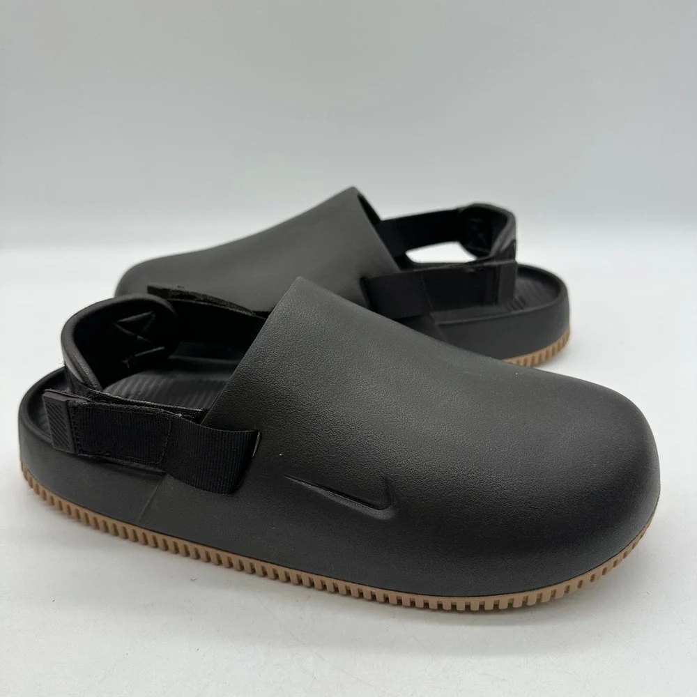 Nike FD5130-203 Mens Size 10 Calm Mule Velvet Brown Hemp Gum Slip On Clog Sandal